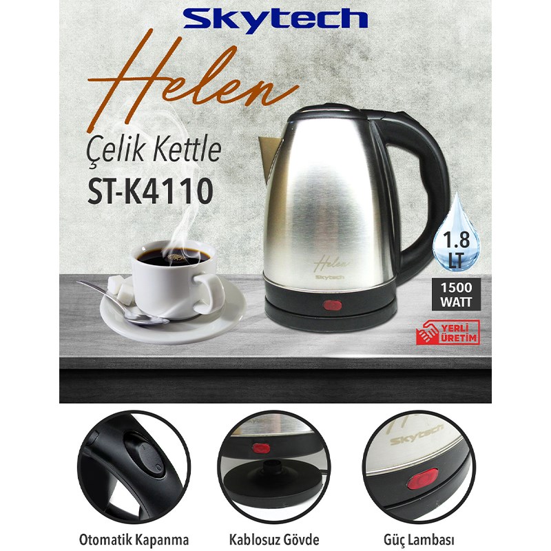 Skytech St-K 4110 Helen 1500 W 1.8 Lt Çelik Kettle