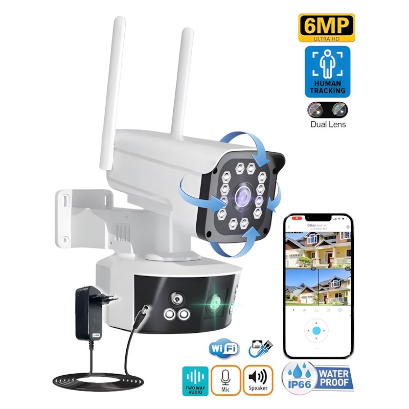 O-Kam 3032 6 MP Gece Görüşlü IP Wi-Fi Güvenlik Kamerası