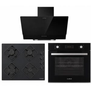 Alveus Siyah Cam Ankastre Set (Mfa 627 Wh + Kls 670 Wh + Mod 3000)