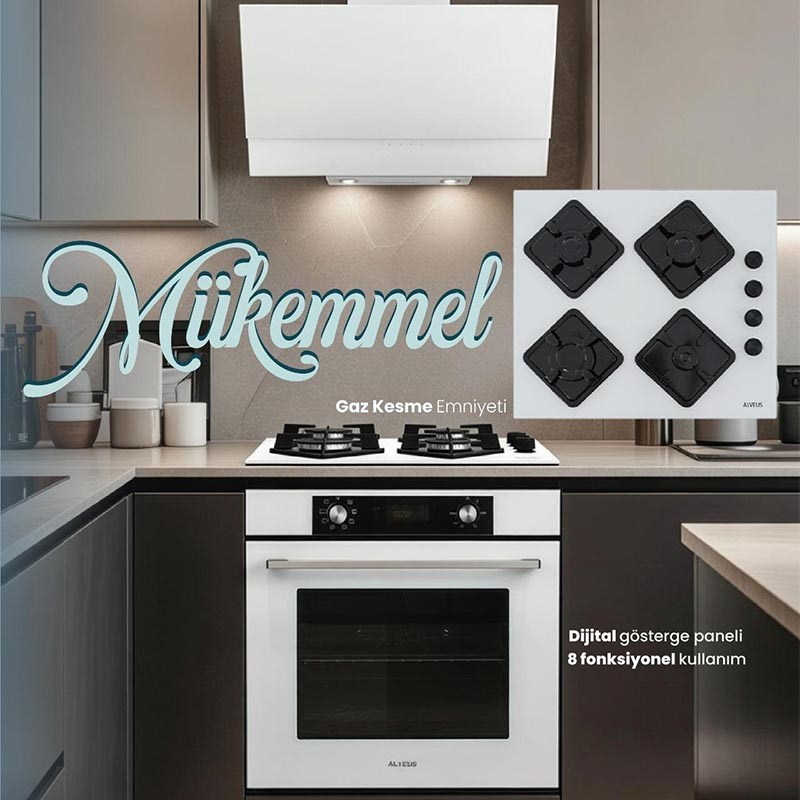 Alveus Beyaz Cam Ankastre Set (Mfa 627 Wh + Kls 670 Wh + Mod 3000) - Görsel 5