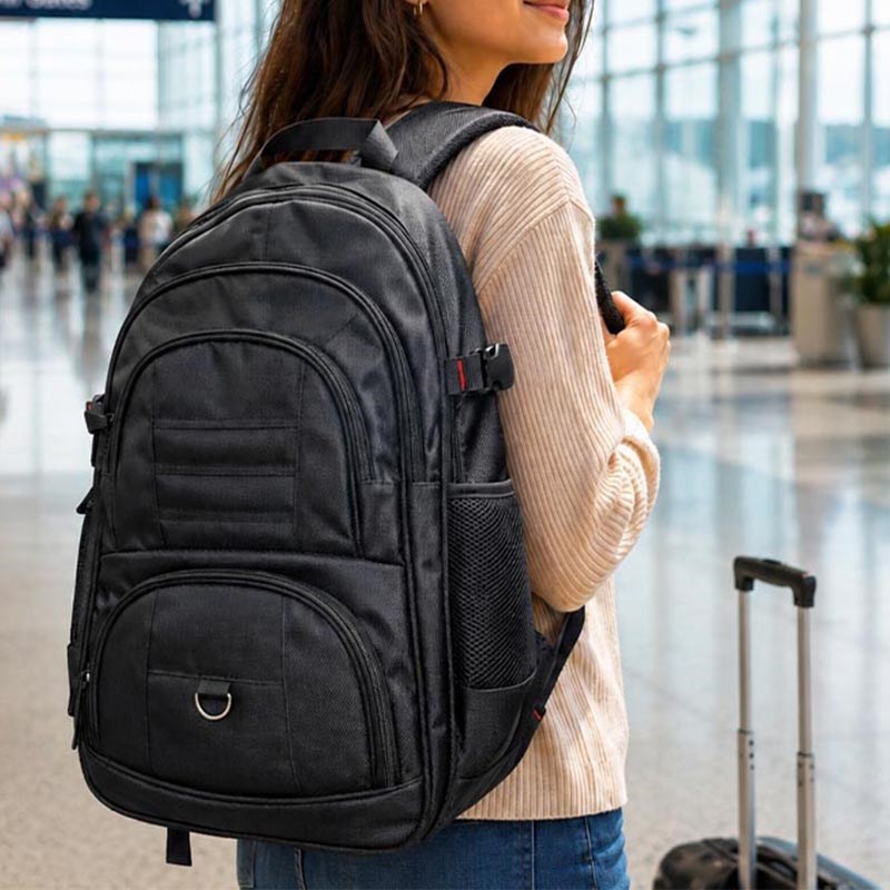 Unisex Siyah 5 Cepli Suya Dayanıklı Sırt Çantası Seyahat Outdoor ve Günlük Kullanım - Görsel 10