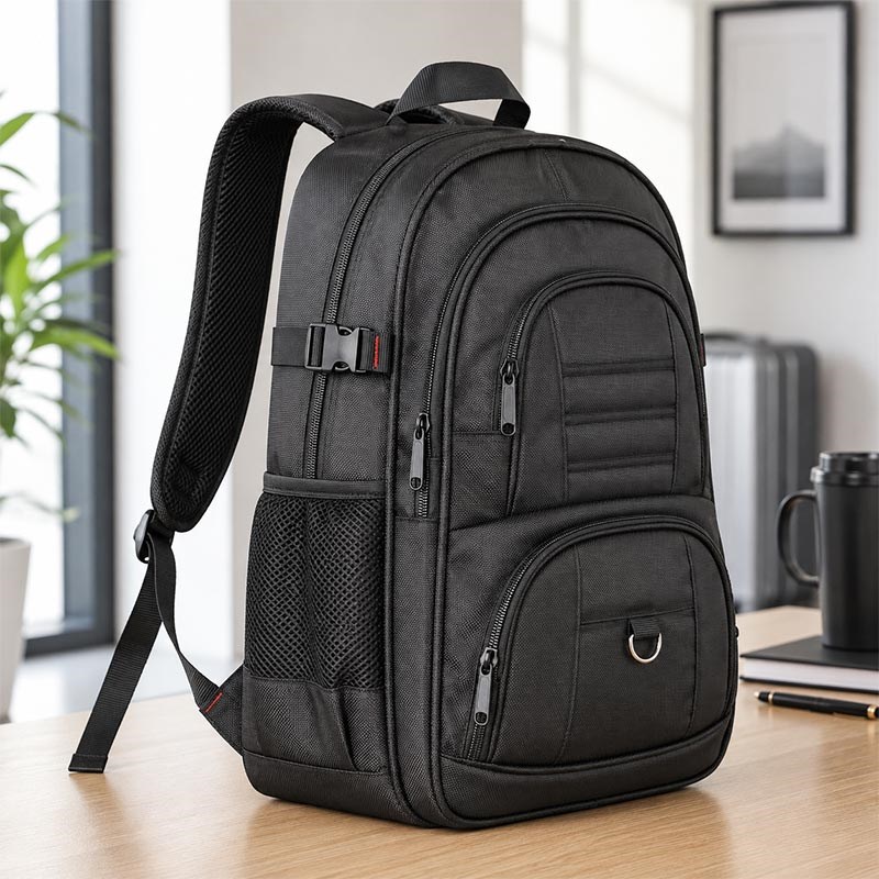 Unisex Siyah 5 Cepli Suya Dayanıklı Sırt Çantası Seyahat Outdoor ve Günlük Kullanım - Görsel 6