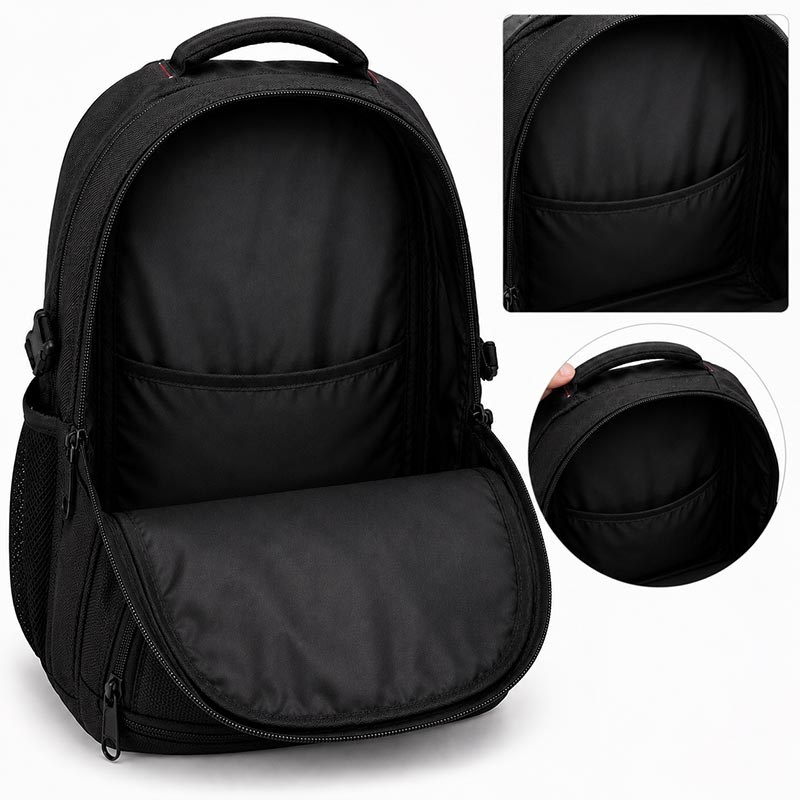 Unisex Siyah 5 Cepli Suya Dayanıklı Sırt Çantası Seyahat Outdoor ve Günlük Kullanım - Görsel 4